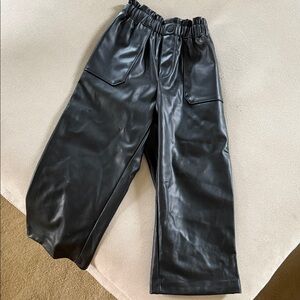 Zara Black Faux Leather Kids Pants